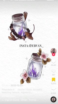 two jars with flowers on them and the words insta @ bvan written in it