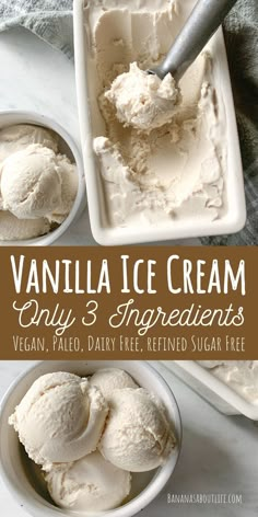 vegan ice cream Dairy Free Ice Cream Maker Recipes, Dairy Free Vanilla Ice Cream, Coconut Ice Cream Recipes, Paleo Ice Cream, Sugar Free Ice Cream, Gluten Free Ice Cream, Easy Ice Cream Recipe