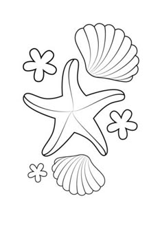 a starfish and flower coloring page