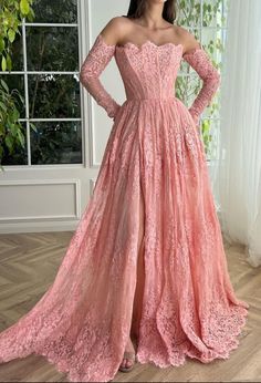 Baby Pink Gown, Teuta Matoshi Dresses, Matoshi Dress, Velvet Mermaid Dress, Teuta Matoshi, Detached Sleeves, Rose Gown, Classic White Dress, Pink Gown