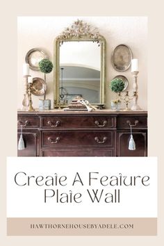 a dresser with a mirror on top and candles in the bottom, next to it