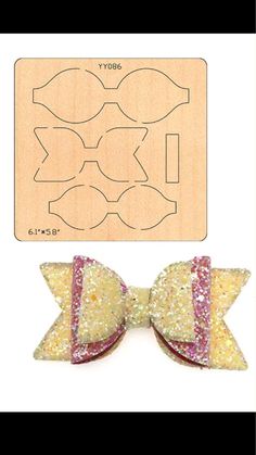 an image of a bow with sequins on it and a wooden cutting board