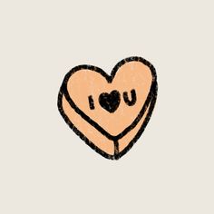 a drawing of a heart with the word i love you written in black on it