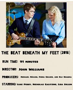 an advertisement for the beat beneath my feet tour, featuring two people playing guitar and singing