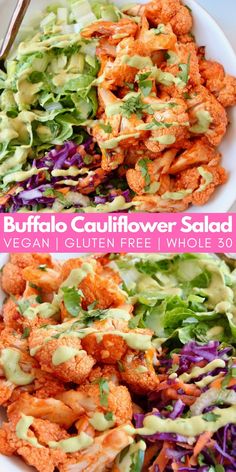 buffalo cauliflower salad with cabbage and lettuce