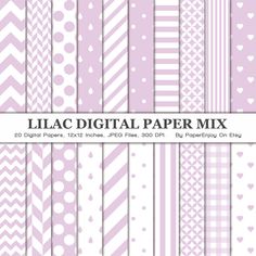 lilac digital paper mix with hearts and stripes