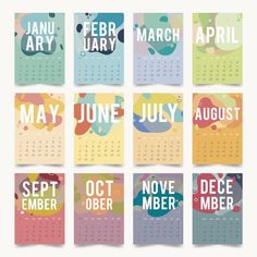 a calendar with different months on it