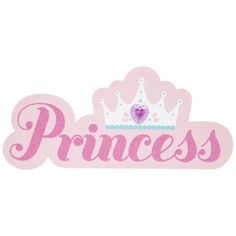 Designate royalty around the house! Princess & Crown Painted Wood Shape features a rounded out piece of MDF. The background is a light pink color and there is text that reads "Princess" in a darker color of pink glitter! On top, there is a tiara with a heart shaped pink rhinestone! Spruce up any castle or craft with this fun shape!       Dimensions:          Length: 3/16"       Width: 6 13/16"       Height: 3 1/16" Princess Text, Painted Wood Shapes, Disney Princess Nursery, Pink Elements, Carnival Birthday Party Theme, Crown Paints, Baby Hampers, Princess Nursery, Diy Baby Shower Decorations