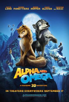 an animated movie poster for the film's title, alphabet and omega