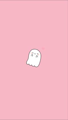 a pink background with a white ghost on it