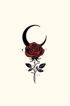 a red rose with a crescent on it