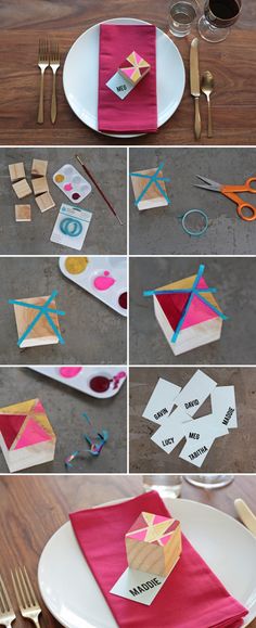 this is a collage of photos showing how to make an origami heart