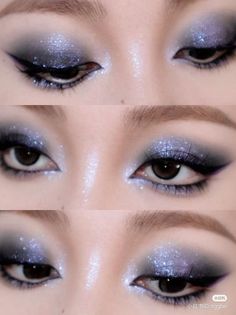 Purple Glitter Eyeshadow Looks, Lavender Smokey Eye, Periwinkle Outfit, Pastel Makeup Looks, Asian Eyes Makeup, Stargirl Makeup, Whimsigoth Makeup, Mekap Mata, Cute Eye Makeup