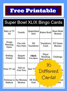 the free printable super bowl xxlx bingo cards are available for $ 10