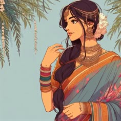 #aesthetic Indian Style Illustration, Indian People Drawing, Indian Oc, Desi Art, Wedding Card Design Indian, Adorable Anime, Indian Illustration, Fashion Illustration Collage, Paper Dolls Clothing