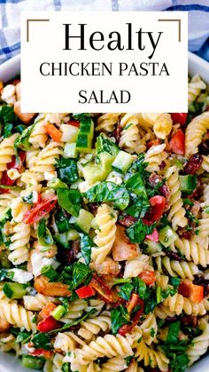 chicken pasta dinner Veggie Packed Chicken Salad, Pasta Salad Recipes Chicken, Easy Chicken Pasta Salad Recipes, Chicken Salad With Pasta Recipes, Best Chicken Pasta Salad Recipe, Pasta Salads With Chicken, Salads To Take To A Bbq, Chicken And Pasta Salad Recipes, Chicken Salad With Pasta