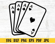 four playing cards svg dxf file