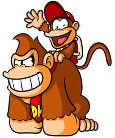 a cartoon monkey riding on the back of another monkey