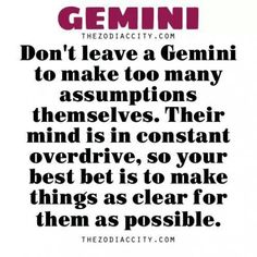 a quote with the words, don't leave a gemini to make too many