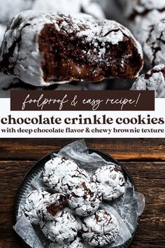 chocolate crinkle cookies with deep chocolate flavor and chewy brownie texture on top