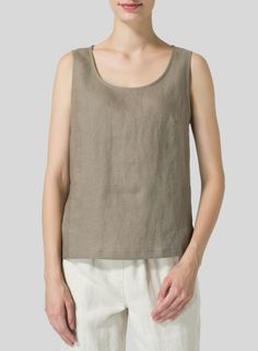 Linen Sleeveless Pullover Top Spring Relaxed Fit Scoop Neck Tank Top, Chic Summer Tank Vest, Sleeveless Relaxed Fit Tops In Plain Color, Everyday Spring Sleeveless Tank Top, Summer Layering Tank Straps Vest, Trendy Sleeveless Tank Top For Layering, Summer Everyday Vest With Tank Straps, Summer Layering Vest, Sleeveless Tank Top For Layering