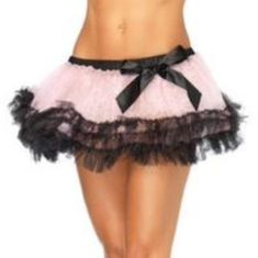 Light Pink With Black Trim Petticoat And Black Bow .Elastic Waist Rave Tutu, Rave Skirt, White Tutu, Rave Gear, Leg Avenue, Three Tier, Women Legs, Pink Skirt, Different Outfits