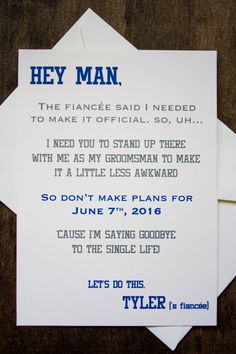 an image of a card that is on top of a piece of paper with the words hey man