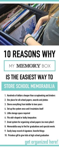 a poster with the text 10 reasons why my memory box is the best way to store school memorabilia