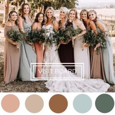 a group of women standing next to each other in front of a tree with the words visit