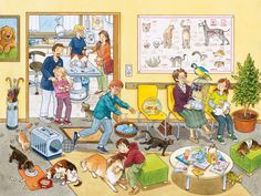 an image of a group of people in the living room with their dogs and cats