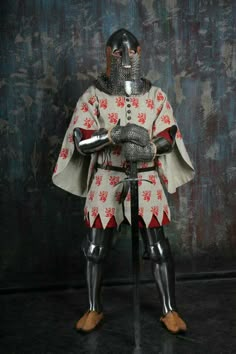 Armour with Wappenrok 14th Century 14th Century Clothing, Costume Armour, Century Armor, Medieval Armour, Medieval Ages, Medieval Europe, Historical Armor, Late Middle Ages, Knight Armor