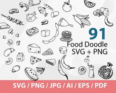 the food doodle svg and png bundle is available for use in this project