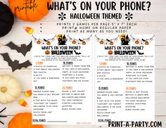 what's on your phone halloween themed printable game