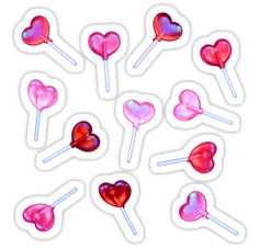 heart lollipops stickers are arranged in the shape of hearts on sticks