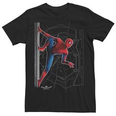 "Fan of Spidey? Show your love with this Men's Marvel ""Spider-Man: Homecoming"" Web Crawler Tee. Fan of Spidey? Show your love with this Men's Marvel ""Spider-Man: Homecoming"" Web Crawler Tee. Short sleeve Crew neck FABRIC & CARE Machine wash Cotton Imported Color: Black. Gender: male. Age Group: adult. Pattern: Graphic." Spiderman Web, Spiderman Theme, Spider Man Homecoming, Maryland Terrapins, Kids Fashion Boy, Pattern Graphic, Big & Tall, Mens Tees