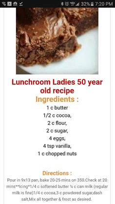 a recipe for chocolate cake with instructions on the side