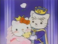 an animated image of two hello kitty characters