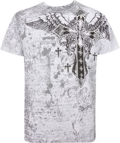 Designer fashion inspired screen print design features silver embossed cross and wings. Please refer to Amazon Size Chart for Size Measurements, 100% Combed Cotton Machine Wash Cold. Tumble Dry Low. Made in USA Trendy fashion short sleeve cotton t-shirt features a detailed graphic design with metallic accents. Please refer to Size Chart to ensure the proper fit.About Sakkas Store:Sakkas offers trendy designer inspired fashion at deep discounts! We work day and night to bring you high quality clo Cross With Wings, Muscle T Shirts, Fashion T Shirt, Screen Printing Designs, Fashion Inspiration Design, Metallic Accents, Sleeve Cotton, Quality Clothing, Emboss