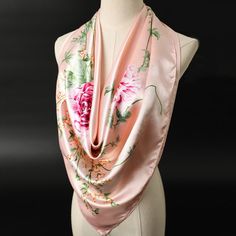 Luxury Satin Scarves One Size Silk Shawl Scarf For Spring, Pink Shawl Scarf, Pink One Size Shawl, Pink One-size Silk Shawl Scarf, Silk Scarf Style, Scarf Style, Professional Women, Silk Scarves, Square Scarf