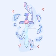 Water sword quick illustration by plummcake Quick Illustration, Ocean Stuff, Pastel Goth Aesthetic, Kawaii Pastel Goth, Sketchbook Ideas, Drawing Inspo, Goth Aesthetic, Kawaii Design