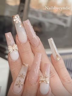 Champagne Nails, Rose Gold Nails, Classy Acrylic Nails, Acrylic Nails Coffin Pink, Coffin Nails Long