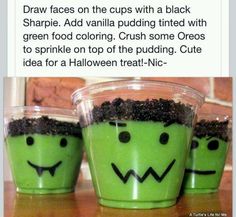 two green cups with faces drawn on them and the words draw faces on the cups