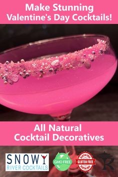 Valentines day lovers cocktail products Valentines Cocktails Drink Recipes, Cocktail Glitter, Alcoholic Treats, Valentine Cocktails, Snowy River, Secret Starbucks Drinks, Colorful Drinks, Mixed Drinks Alcohol