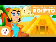 an animated video game with a woman sitting on a chair in front of a pyramid