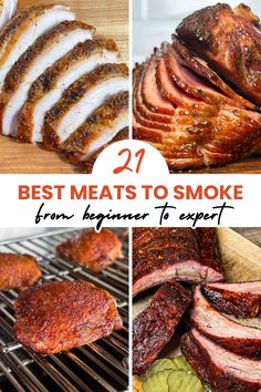 Ignite your barbecue spirit with these 21 best meats to smoke for beginners and BBQ experts! From the robust flavors of a classic beef brisket to the refined taste of a tender turkey breast and the savory allure of smoked ham, our guide offers an array of smoked meat recipes. Whether you're taking your first steps into the smoky world or you're a discerning pitmaster seeking innovative smoker meat ideas, these carefully selected meats will elevate your smoking game. Smoked Meat Ideas Smoker Recipes, Best Smoked Meats, Smoked Meat Ideas, Smoked Meats Ideas, Smoker Meat Recipes, Meat Ideas, Smoked Dishes, Bbq Smoker Recipes, On The Smoker