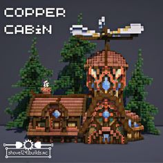 an image of a building made out of lego blocks with the words copper cabin on it