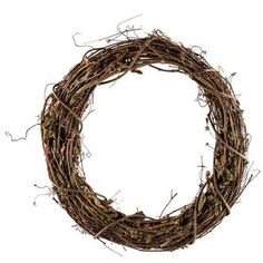 a wreath made out of twigs on a white background