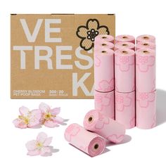 VETRESKA Cherry Blossom Scented Dog Poop Bags, Leak Proof, Extra Thick and Large Dog Waste Bags for Dog Walking and Cat Litter, 20 Refill Rolls, 300 Bags, Pink Cherry Blossom Scent, Pet Travel Bag, Pink Pet, Spoiled Dogs, Pink Puppy, Puppy Accessories, Bags Pink, Pet Bag, Garbage Bags