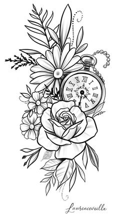 Watch Tattoos For Women, Floral Butterfly Tattoo Design, Arm Floral Tattoo, Tato Jam, Tatuaje Cover Up, 50 Tattoo, Tattoo Placements, Watch Tattoo