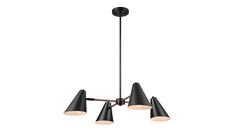 three light chandelier with black shades